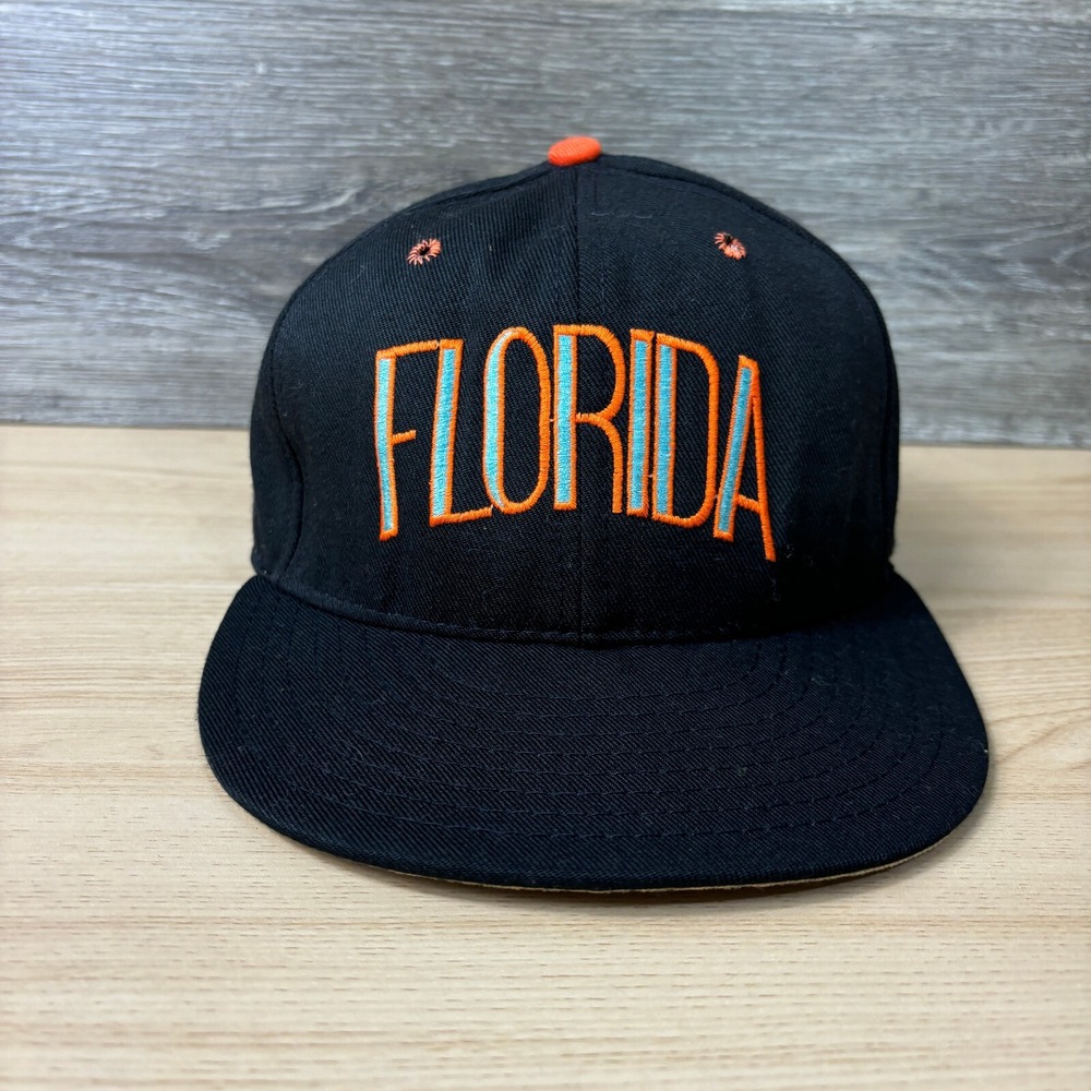 Vintage Florida Marlins Hat Cap Fitted 7 1/4 Black Wool Pro Model USA Made